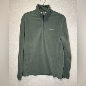 Eddie Bauer Green 1/4 Zip Fleece Pullover Hiking Fishing Shirt Size M